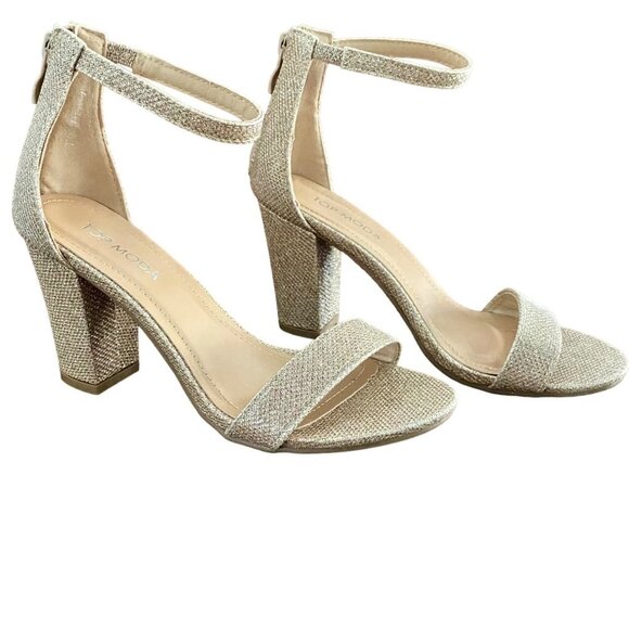 Top Moda Hannah Metallic Glitter High Heel Open Toe Dress Sandal Size 6 - Picture 1 of 10